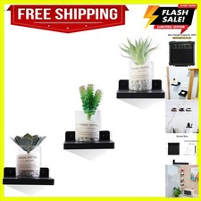 Durable Black Floating Shelf Set for Bedroom, Kitchen, and Living Room Charm