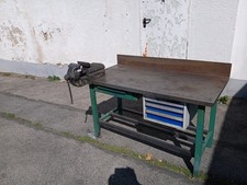 schwerer Schwei&szlig;tisch Arbeitstisch Werkbank 75 x 150 cm mit gro&szlig;em Schraubstock