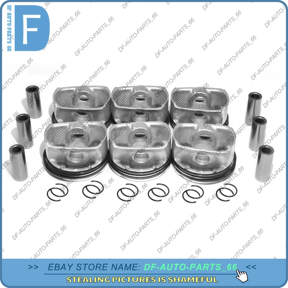 Juego de 6 pistones y anillos Mahle 10.7:1 para BMW E82 E88 E90 128i 3.0L 328i N52B30A Foto 3 de 4