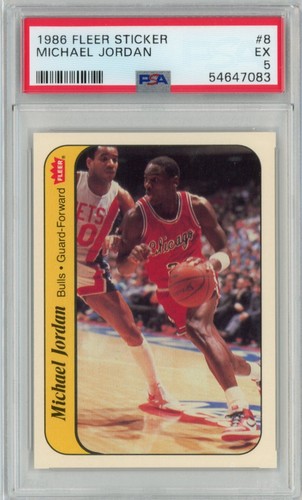 1986 Fleer Sticker RC #8 Michael Jordan PSA 5