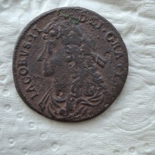 1686  James II   Good Grade Irish Copper Halfpenny