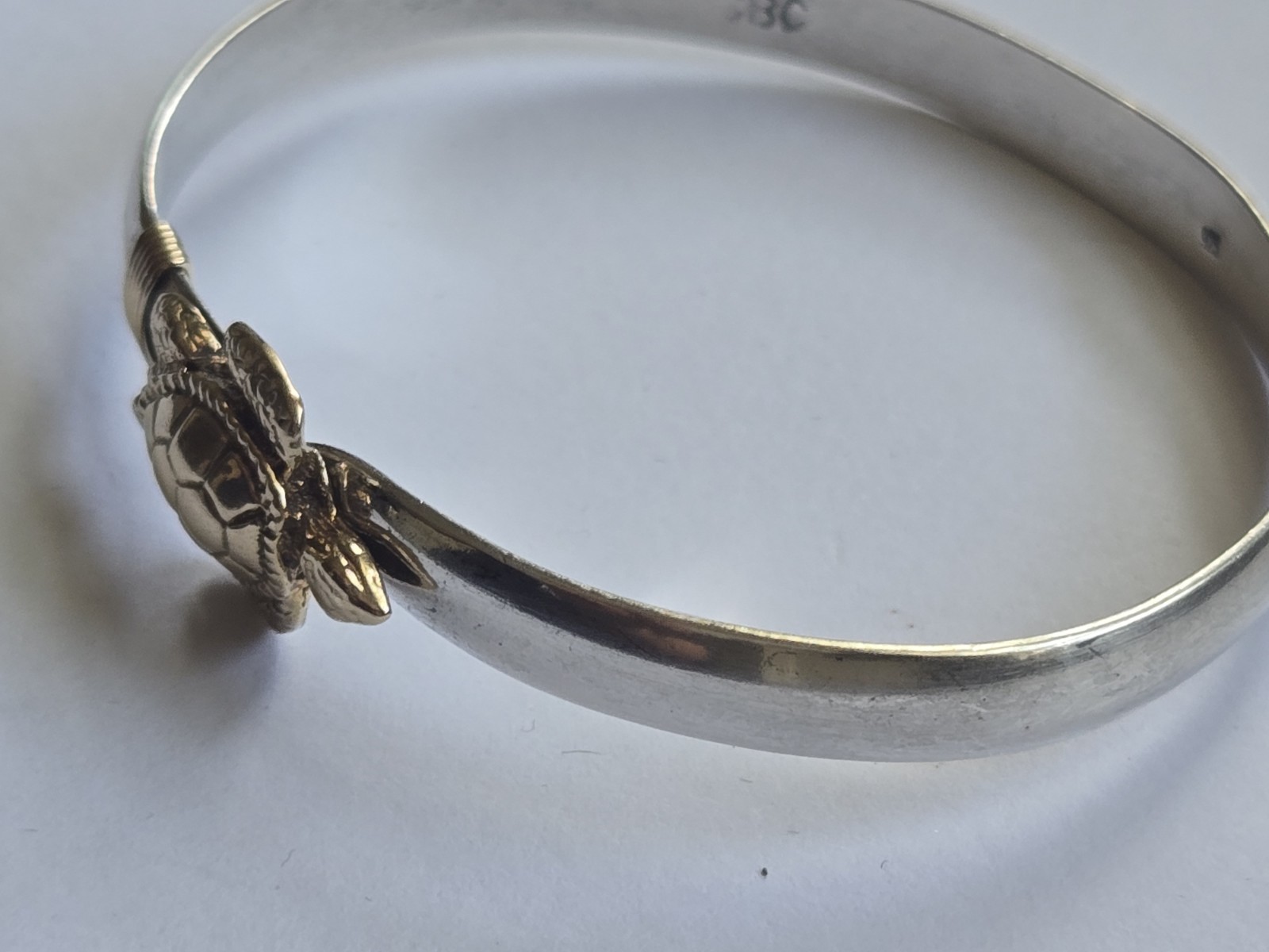 Sterling Silver 14K Solid Gold Turtle Cuff Bracel… - image 6
