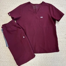 FIGS Scrub Set Burgundy Technical Collection Women’s L Top M Pants Medical