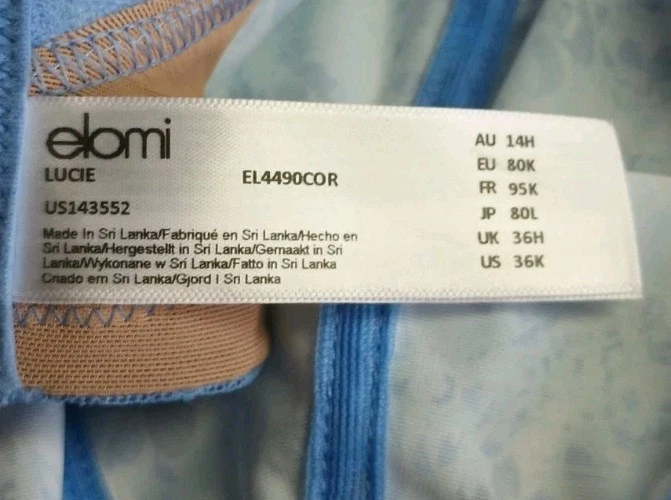 Elomi Lucie 36K Blue Sky Embroidered Lace Underwire Double Secure Straps Bra - Image 3 of 4
