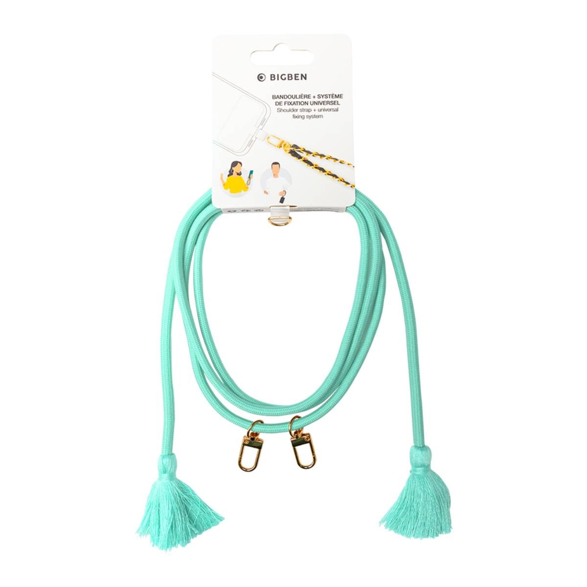 Bandolera smartphone universelle BigBen Connected bleu marine avec pompons élégants