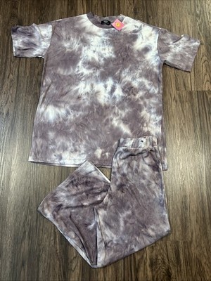 Dressed In Lala Women's Lex Ripped Playsuit Plum Vintage Tie Dye Size S