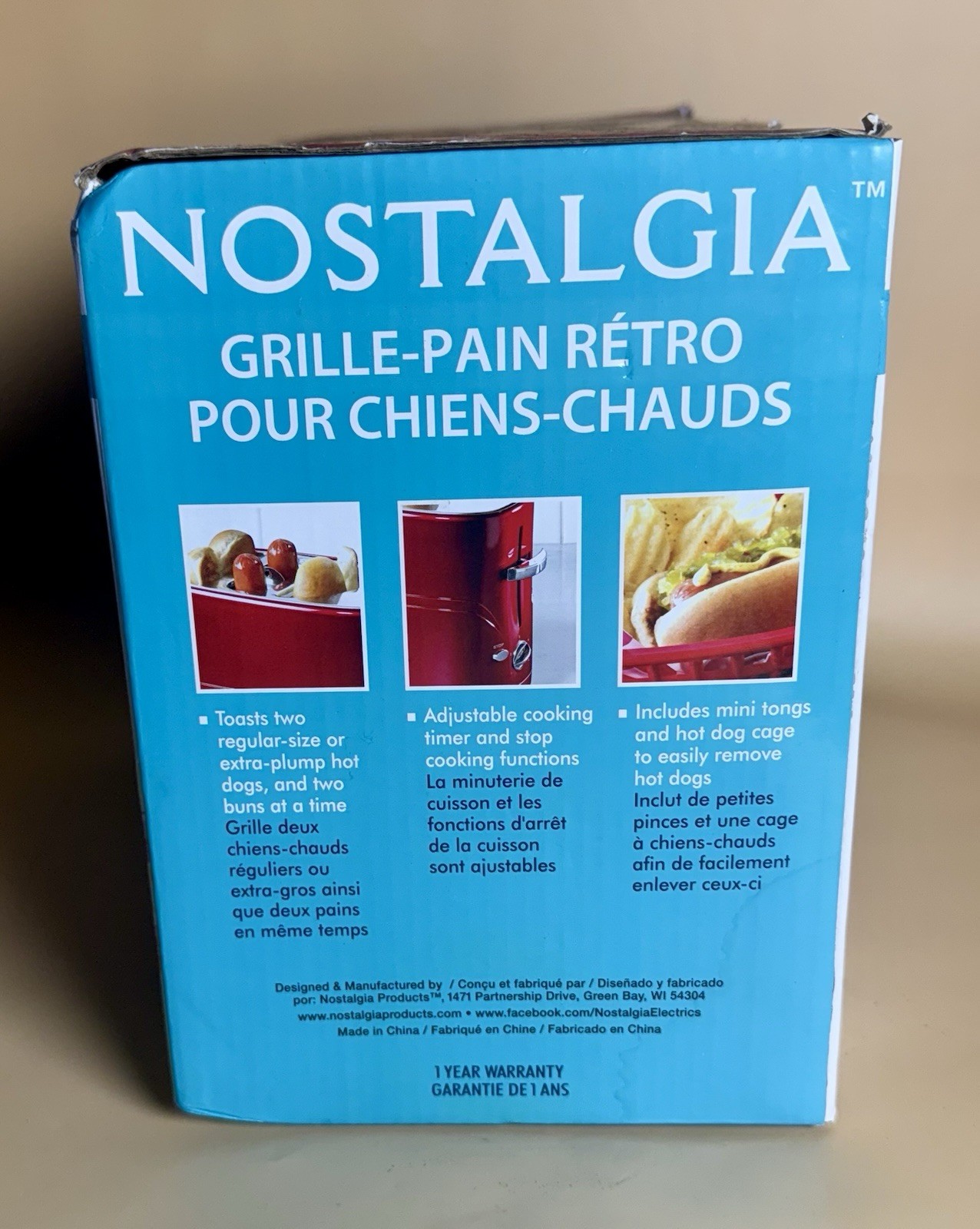 Nostalgia Retro Pop-Up Hot Dog Toaster Red 