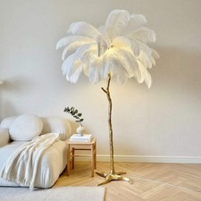 Nordic Luxury Ostrich Feather Floor Lamp LED Living Room Bedroom Modern Decor