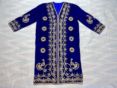 Uzbek Vintage CHAPAN Handmade Golden Embroidery Suzani Coat, Robe, Kaftan Kimono