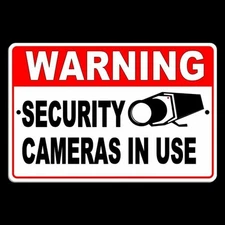 Warning Security Cameras In Use Metal Sign surveillance monitor S041