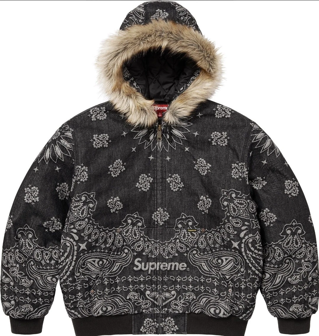 Veste de travail Supreme Bandana denim noir petite neuve 