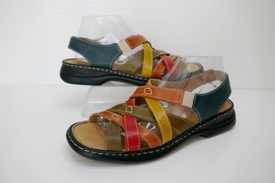 JOSEF SEIBEL LISA ADRIANNA VIBRANT MULTI LEDER/LEDER GEFÜTTERT SANDALEN UK 6,5/40