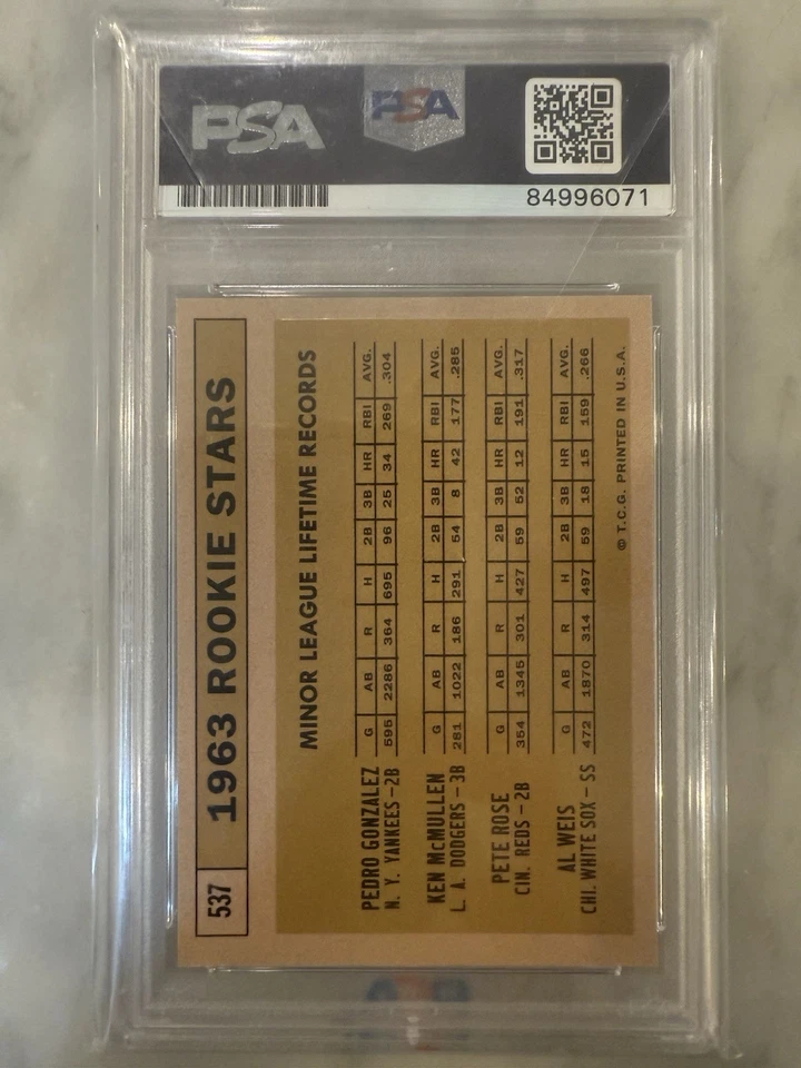 1963 Topps Pete Rose Autógrafo Novato Reimpresión #537 Rojos PSA/DNA💎Auto Perfecto💎 Foto 3 de 3