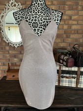 Charlotte Russe Rose Gold Shimmer Strappy Dress (M) Clubwear Nightclub Evening