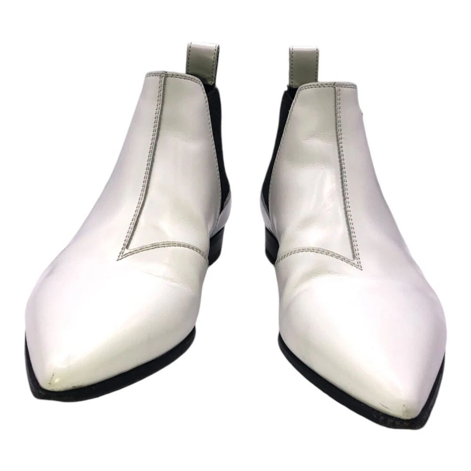 Gucci Botines Cuero Blanco 6 Triple Correa Hebilla Cordobés Italia Punta Foto 4 de 4
