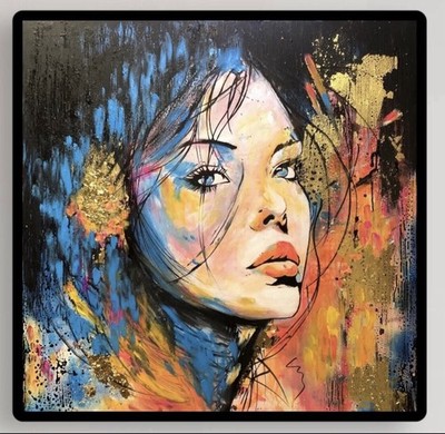 Art ORIGINAL  Isabelle  80x80 cm Frauenportrait Gemälde S.Kreft abstrakt modern