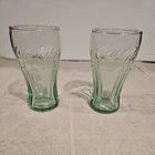 Libbey Coca-Cola Green Juice Glasses Set Of 2 Vintage Small 4.5 in. Coke