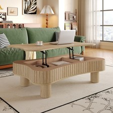 Modern Wood Lift Top Coffee Table w/ Hidden Storage Compartment for Small Spaces