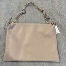 New Borse In Pelle Tan Pebbled Genuine Leather Purse Handbag Made in ITALY