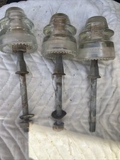 Hemingway 19 Clear Glass Threaded Insulator Made in USA With Posts. Lot Of 3