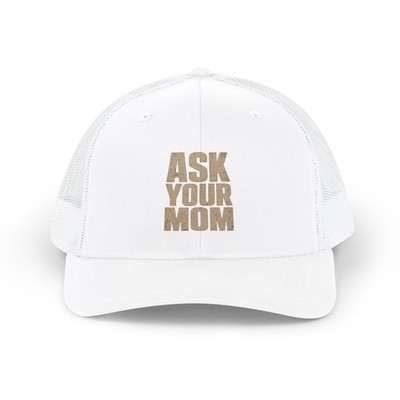 Ask Your Mom Dad Humor  Snapback, Trucker Hat | Bold Block Text, Casual Cap