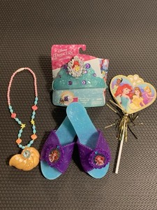 Dress Up Princess Necklace, Tiara, Wand,Shoes Little Mermaid Disney Play Pretend