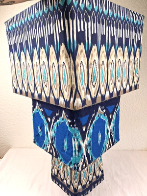 MCM Pier 1 Imports Square Fabric 3 Tiered Lantern 23''T x 12'' Multi Colored Blue
