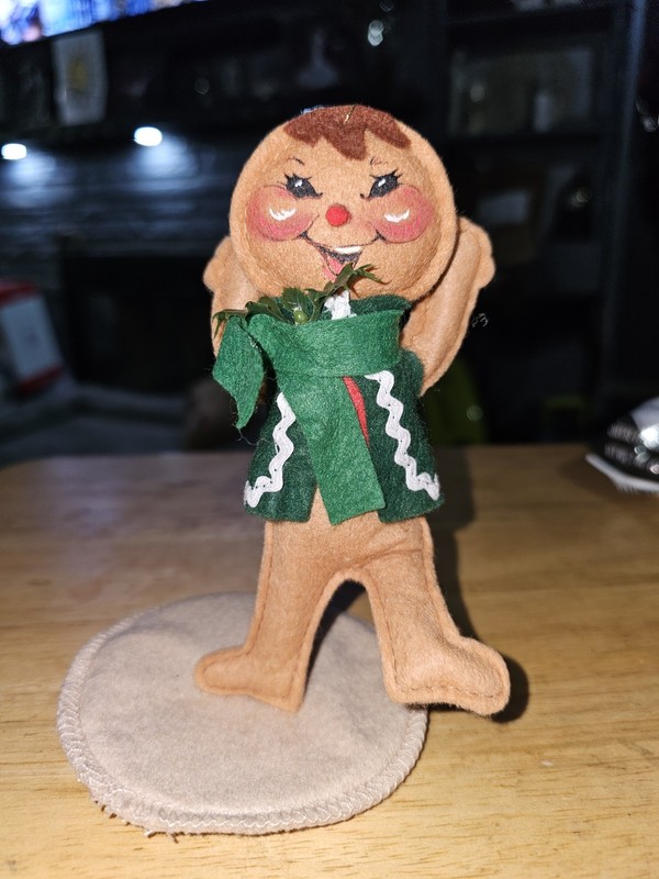 Vintage Annalee Mobilitee Christmas Doll - Gingerbread Cookie Man with Stand