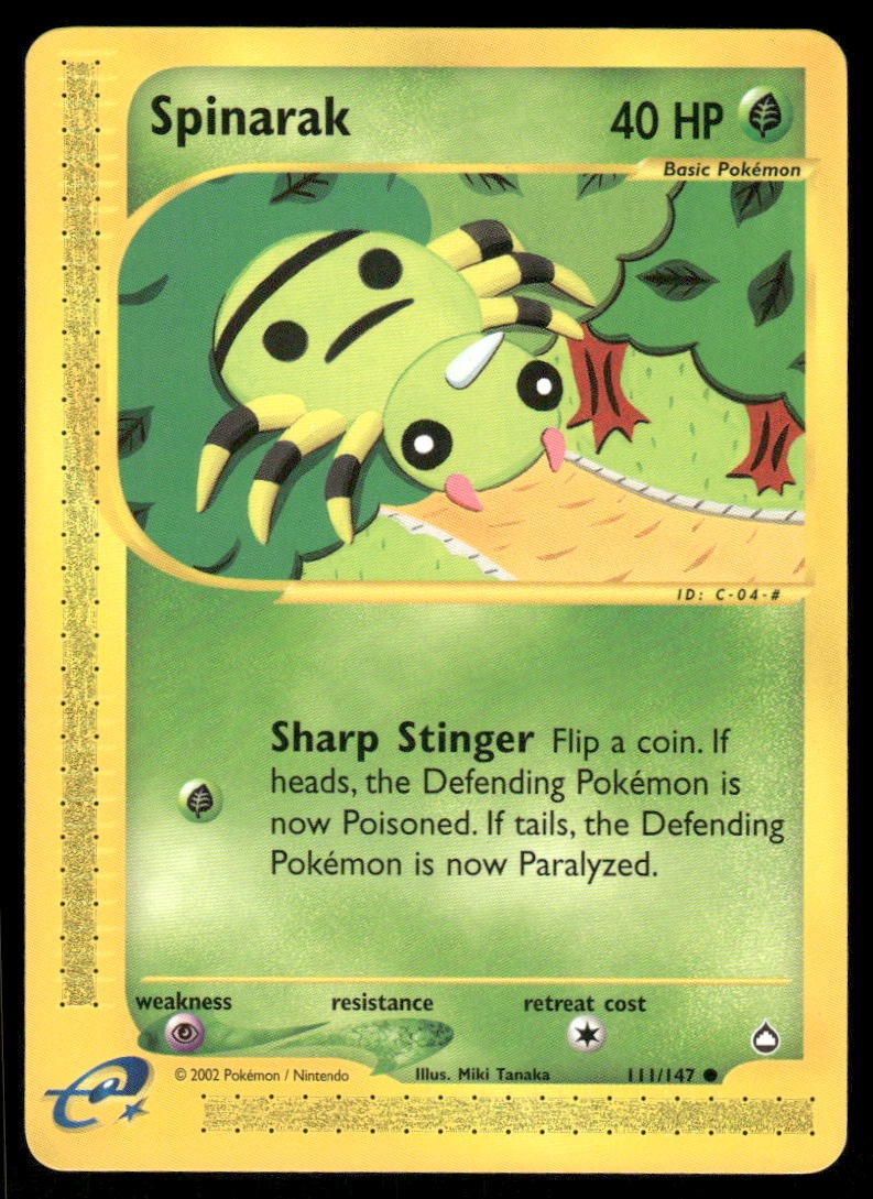 Pokemon Cards Spinarak 111/147 Aquapolis WOTC Common NM