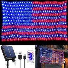 Solar American Flag Lights, Independence Day Decorations 2-in-1 Solar Powered 