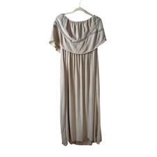 West Kei Plus Size Strapless Flowy Maxi Dress Side Slit Taupe Size 1X Summer