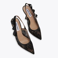 Steve Madden Brylie Black Lace Slingback Heel Pointed Back Strap Bow UK 6 EUR 39