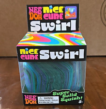 NeeDoh Nice Cube Swirl Super Solid Squish Squeeze Toy Blue/Green 3