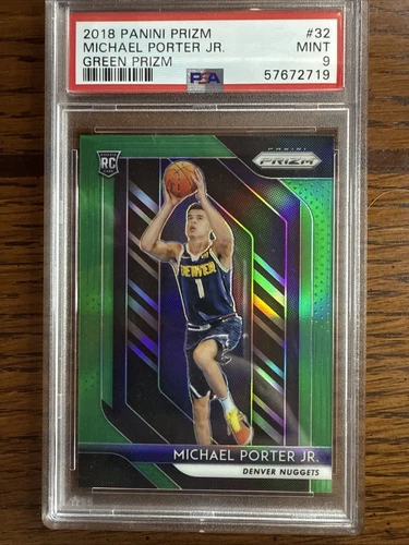 2018-19 Panini Green Prizm #32 Michael Porter Jr. Nuggets RC Rookie PSA 9 MINT