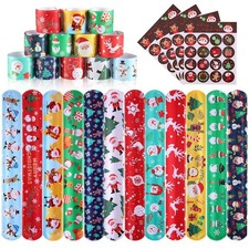 Lumiparty 60 PCS Christmas Kid's Slap Bracelets, Slap Bands,Snap Bracelets,Pa...