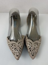 Betsey Johnson Lucy Flats Size 7.5 Rose Gold Pointed Toe Laser Cut Crystals