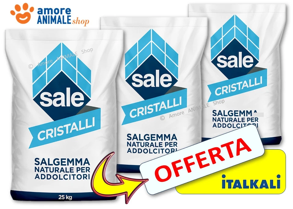 ITALKALI → SALE PURO in CRISTALLI per DEPURATORI ADDOLCITORI Clorinatori Piscina - Immagine 1 di 1