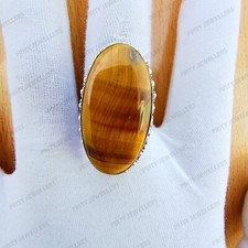 Natural Tiger Eye Gemstone Ring, 925 Sterling Silver Ring, Antique Handmade Ring