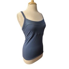 Women L Lorna Jane Standout Excel Tank Top Yoga Polished Gray Blue Cami
