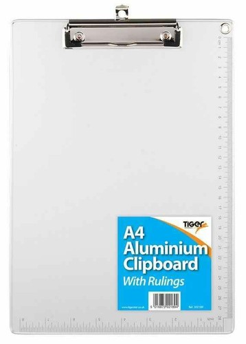 Tiger A4 Metall Aluminium Klemmbrett mit Lineal flach Klemmbrett robust Büro - Bild 3 von 3