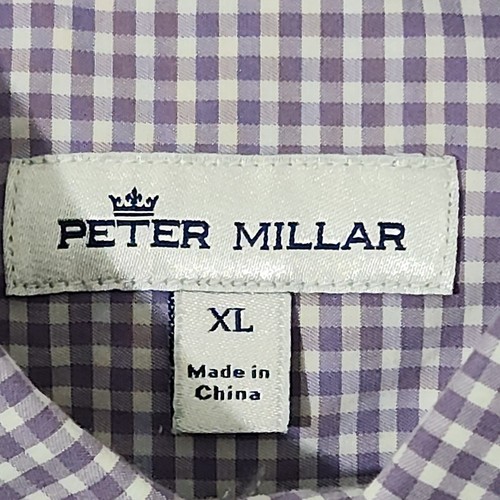 Peter Millar Herren lila kariertes geknöpftes Hemd Größe XL adrette formelle - Bild 2 von 7