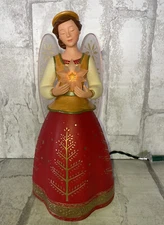 2007 Hallmark Joy to the World Christmas Tree Topper Angel Holding A Star Lights