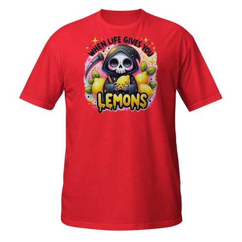 When Life Gives You Lemons T-Shirt | Funny Grim Reaper Kawaii Dark Humor Graphic - Picture 2 of 23