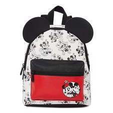 Disney Mickey & Minnie Mouse Women's Faux Leather Black White 11.5" MiniBackpack