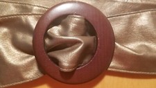 Vtg 90s NY Co. Wide Soft Antiqued Gold Faux Leather Belt Wooden Buckle/One Size