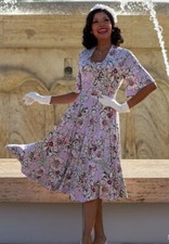 Miss Candyfloss Janessa Pia coquette purple floral retro pinup spring dress, 2xl