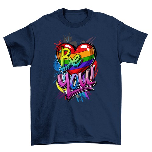 "Be You, Be Proud Pride_63 Rainbow Heart T-shirt - Celebrate Your Colors in Styl - Picture 3 of 46