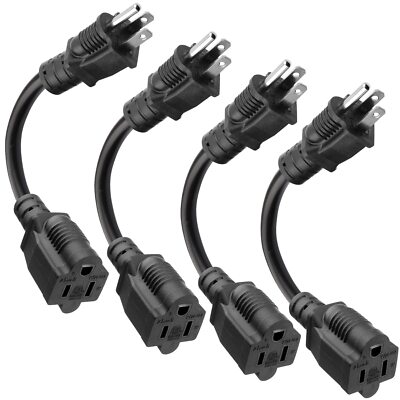 - 8 inch Short Power Extension Cord Outlet Saver, ETL Listed, SJTW 16AWG/13A ...