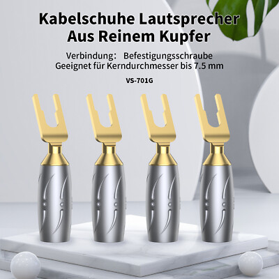 4stk Viborg HiEnd Kupfer Vergoldet Y Stecker HiFi Audio Lautsprecher Kabel Spade