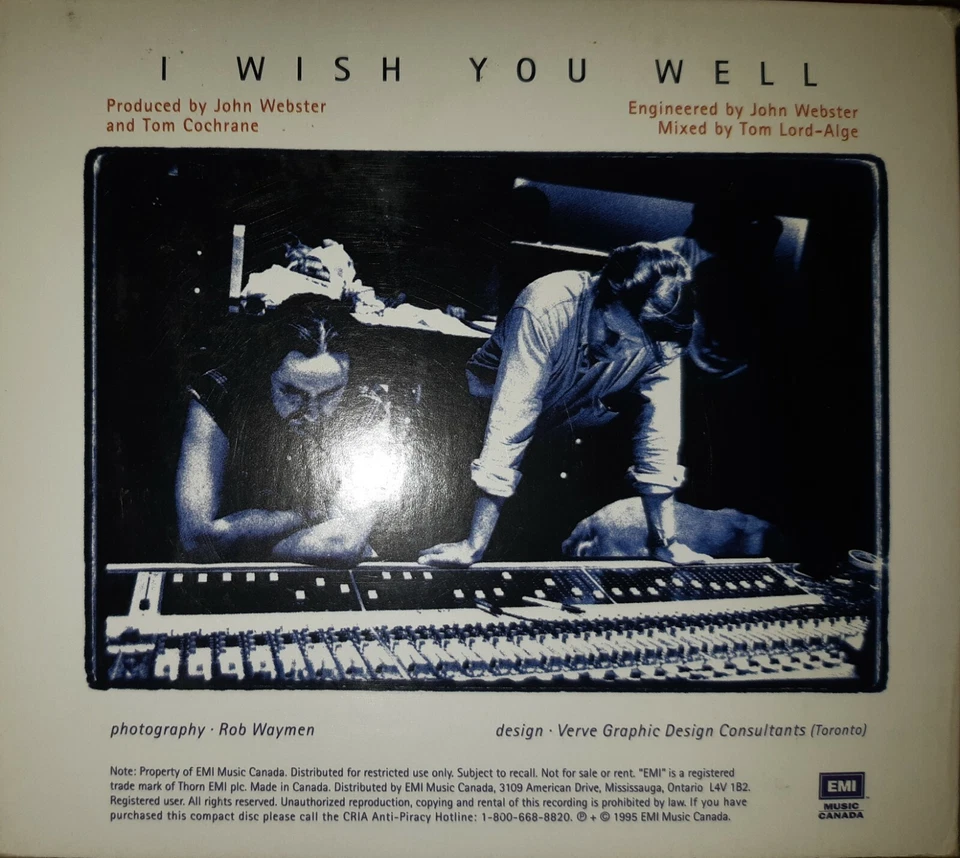 Tom Cochrane - I Wish You Well. CD. Very Good Used Condition.  - Image 2 of 2